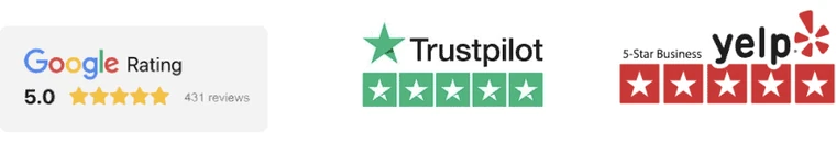 Google, Trustpilot and Yelp ratings